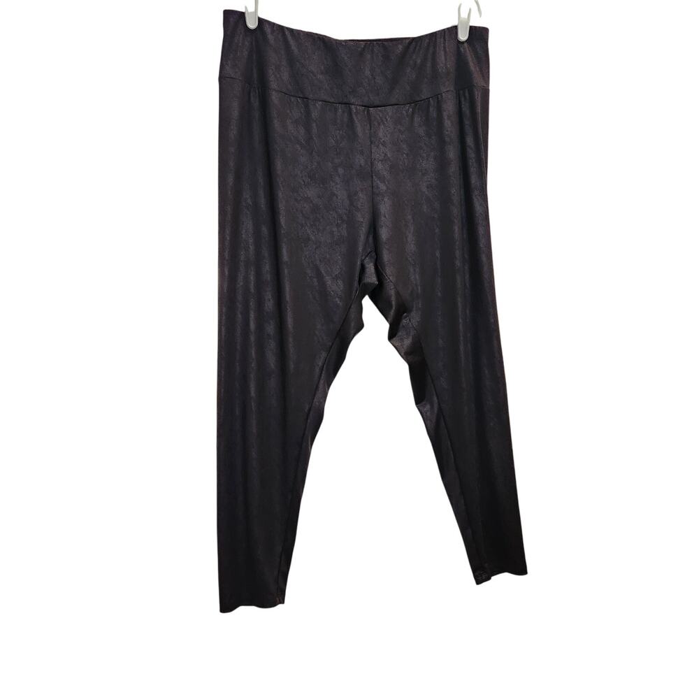 Ava & Viv Black Metallic Pull On Stretch High Rise Slim Cropped Leggings Size 2X